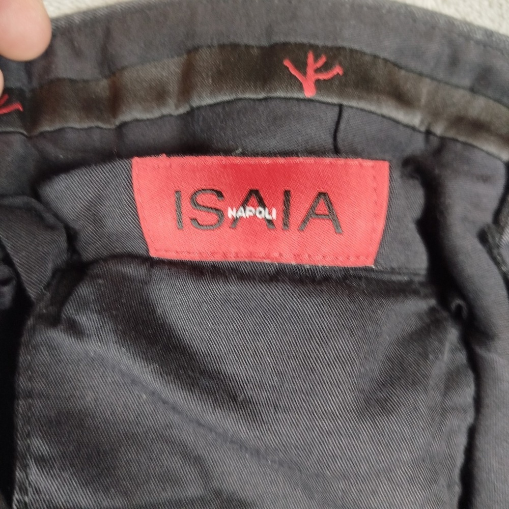 Isaia Napoli Aquaspider Dress Pants Mens 34x30 Dark Gray 100% Wool Italy Made View 4